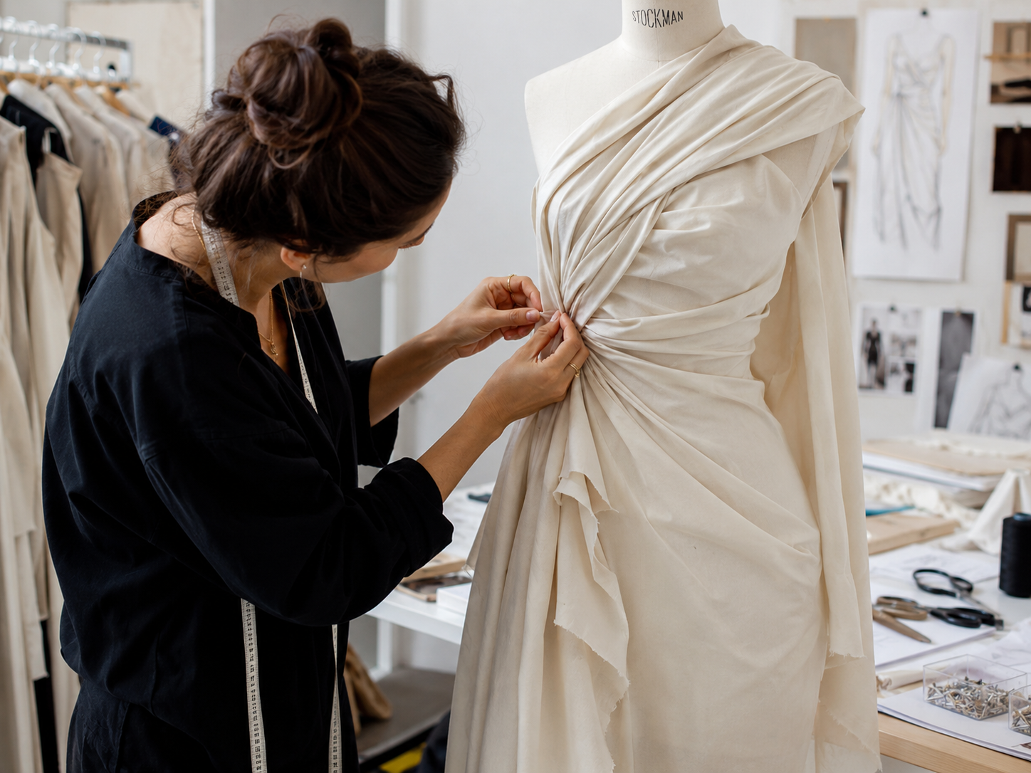 Fashion drape before production.